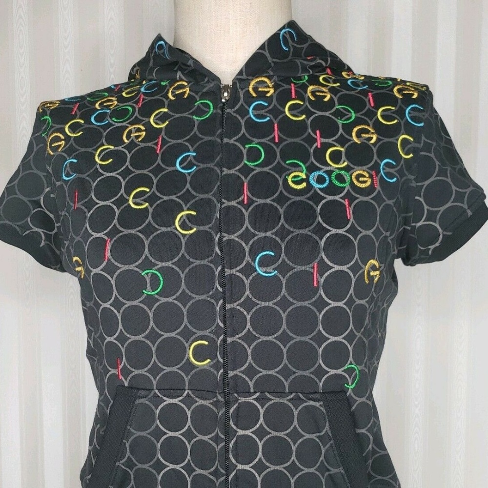 Coogi Womens Sz M Sweatshirt Hoodie Black Full-Zip
